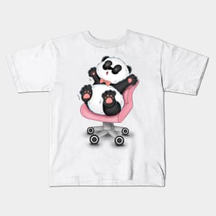 Cute Panda On Working Chair Kids T-Shirt